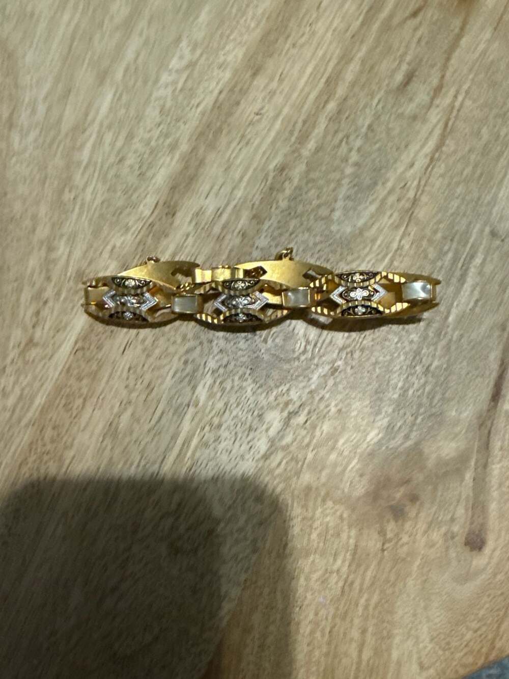 Toledo Damascene Bracelet Gold Filled Vintage Charm Filigree Bohemian